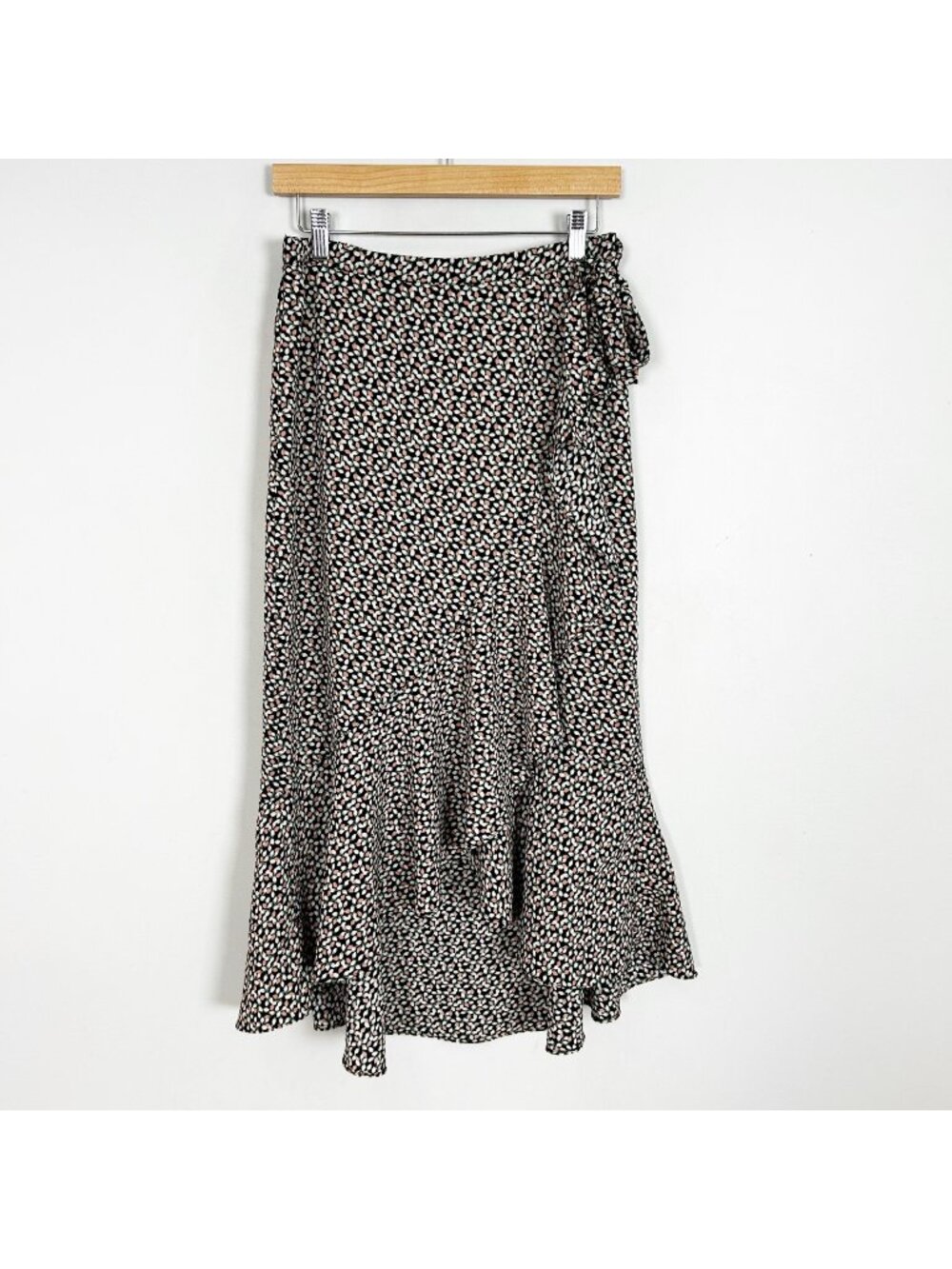 Max Studio Faux Wrap Hi-Low Midi Skirt Ruffles Spring Floral Size Medium Women's